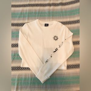 BDG Urban Outfitters | White Moon Galaxy Graphic Cropped Long Sleeves Sweatshirt